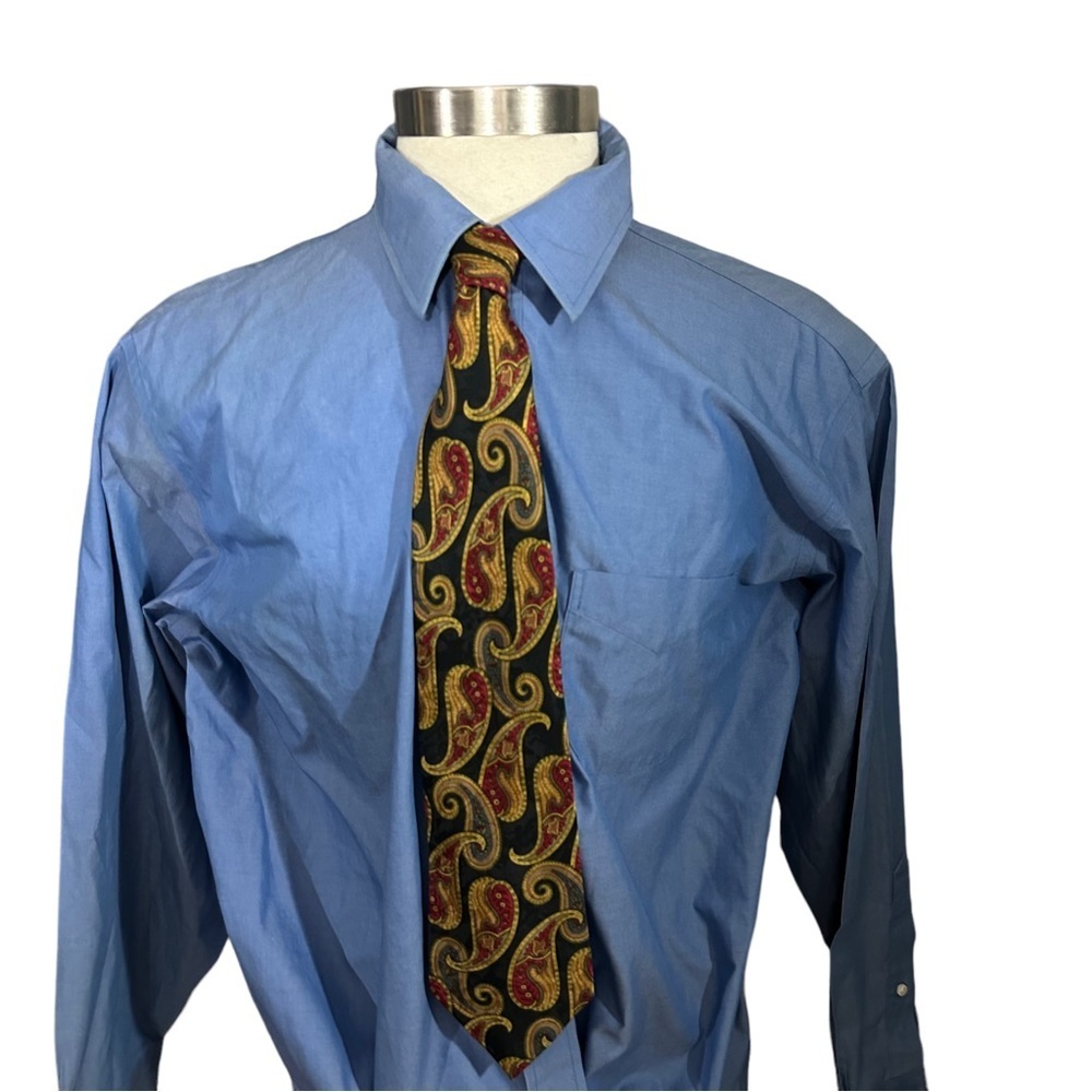Kuppenheimer Black with Gold & Red Paisley Print 100% Silk Tie Necktie 58” L